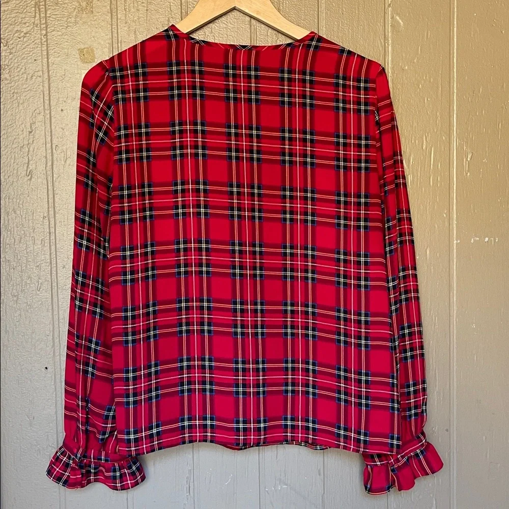 J. Crew Red and Black Plaid Blouse - Picture 2 of 7